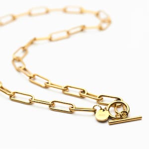 Maia, Necklace, Gold, Chunky, Silver, Necklace, T-Bar, Link Chain, T-Bar Necklace, Sustainable, Hypoallergenic, Gold plated, Silver plated