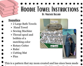 Patrón de costura para toalla con capucha