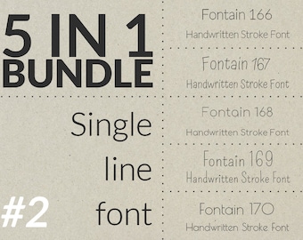 5in1 Bundle #2 Fontain 166-170 Handwritten Font - Stroke Font - Single Line Font - Sketch Pen Font - Pen Plotter - Engraving Font