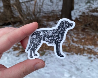 Dog Zentangle Sticker, paisley dog sticker,