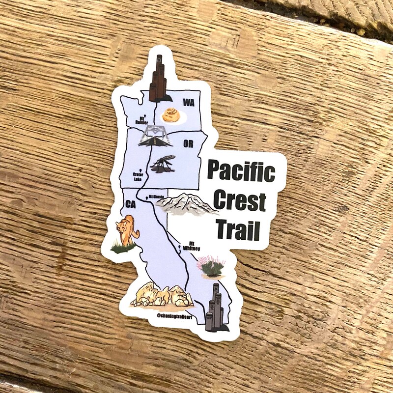 Trail Map Sticker Pacific Crest Trail Tag - Etsy