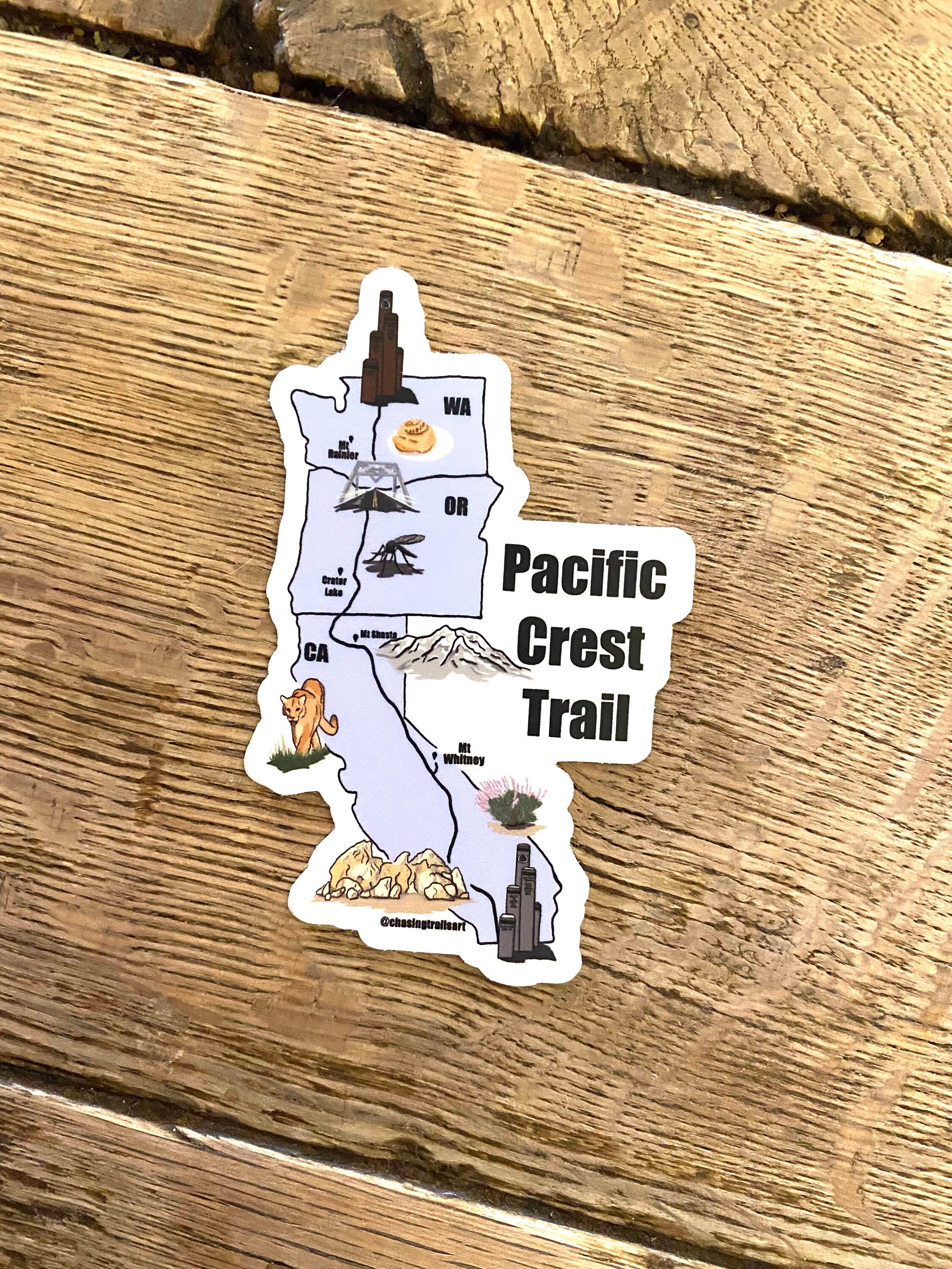 Autocollant Ovale Pacific Crest Trail PCT - 4,5 X 2,8 Cm - Neuf