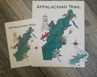 Appalachian Trail Gift Bundle- thruhiker gift, backpacking art, Appalachian trail prints