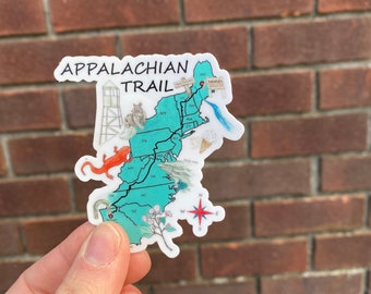 Appalachian Trail Sticker, Hiking Sticker,AT Sticker, Appalachian Trail Map Sticker, Thruhiking