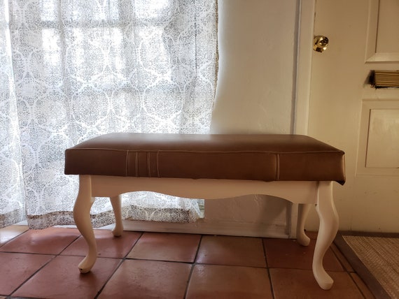 Tan Leather Bench Etsy