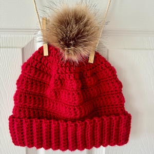 Handmade, crocheted, adult winter hat, beanie, toboggan, warm