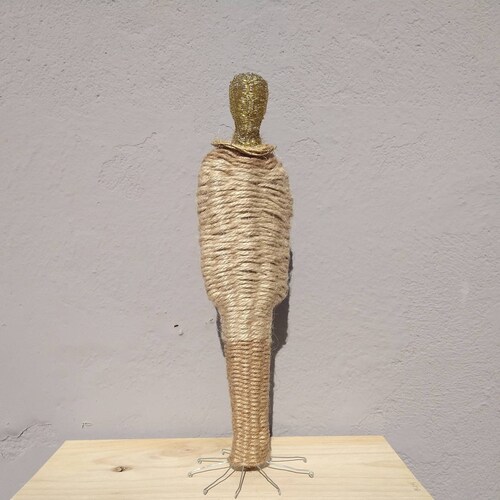 Male sculpture, string sculpture, sisal shops craftsmanship, ethnicity, art, hemp, Mediterranean decoration, Spartan craftsmanship, contemporary