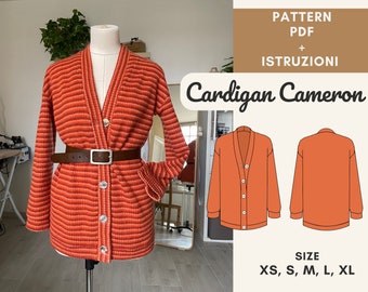 Cameron Cardigan Sewing Pattern / Size XS, S, M , L, XL