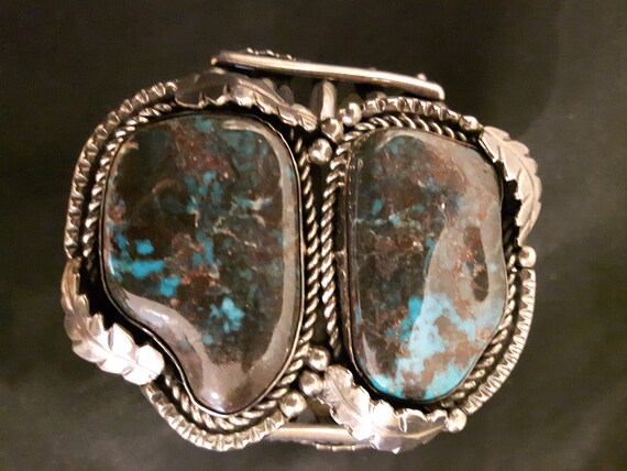 Silver/matrix/turquoise Native American Artisan cu