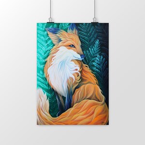Stampa artistica di lusso di volpe – Stampa giclée di qualità museale su carta lucida/opaca – Elegante arte murale della fauna selvatica, decorazione artistica ecosostenibile