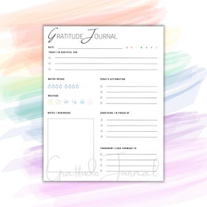 Journal de gratitude avec code couleur : suivi quotidien de la pleine conscience (PDF imprimable)