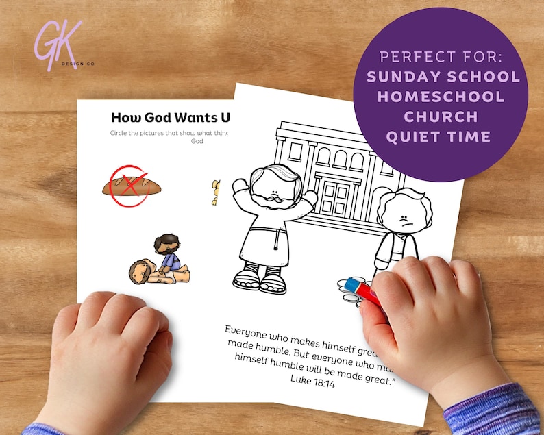 The Tax Collector and the Pharisee Kids Bible Activity Pack, Preschool ...