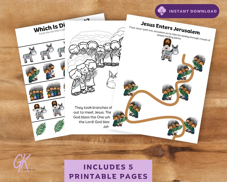 Palm Sunday Kids Bible Activity Pack, Jesus Enters Jerusalem Bible ...