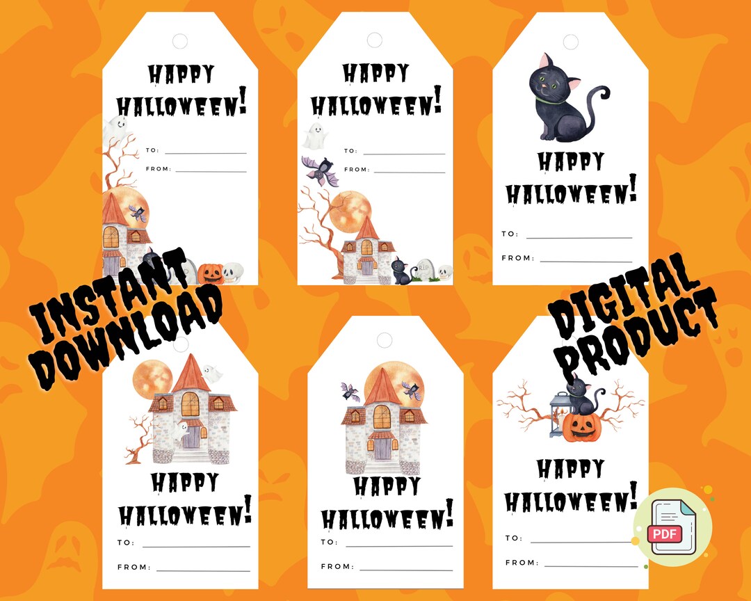 Printable Halloween Gift Tags for Treat Bags Etsy