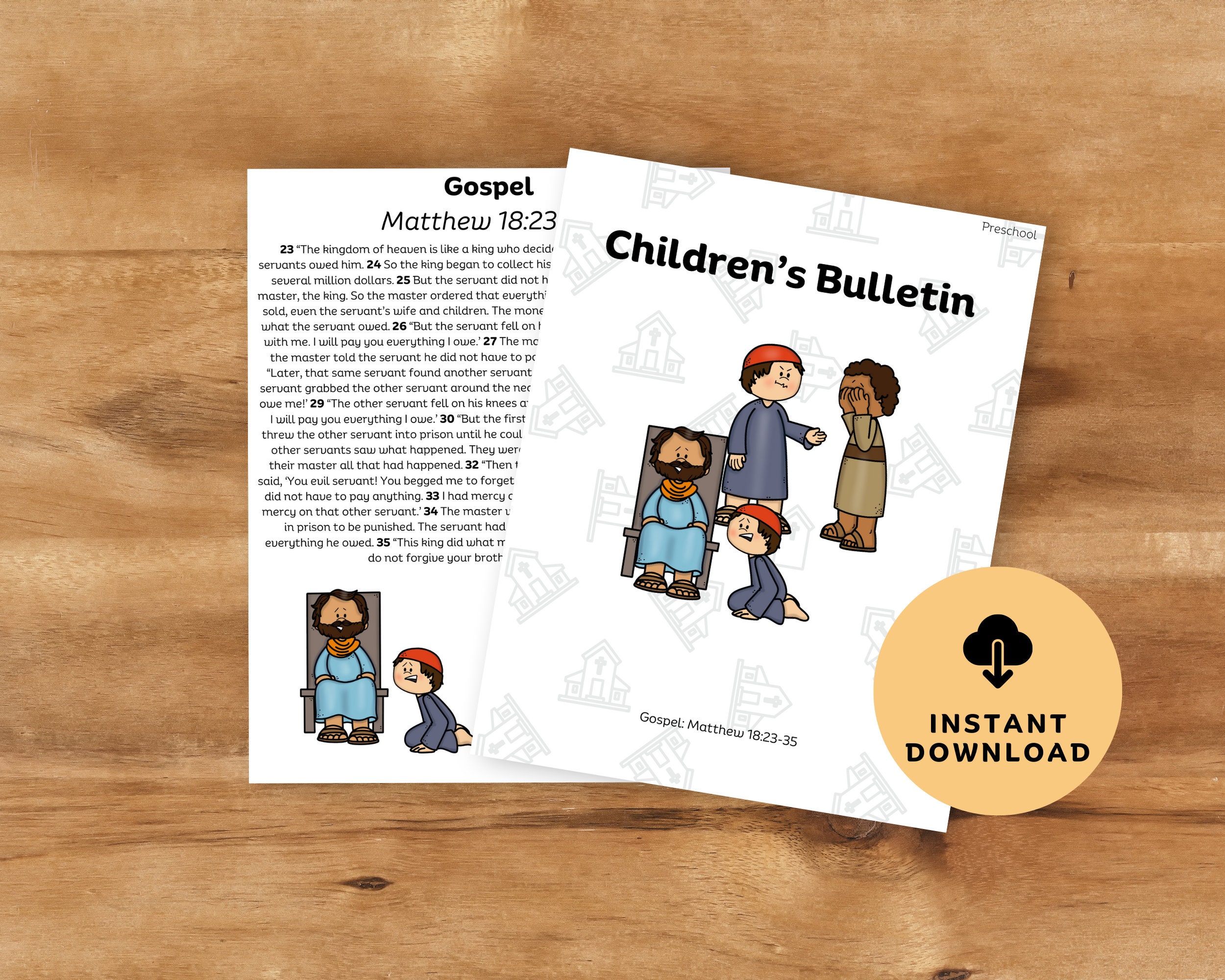 Matthew 18:23-35 the Parable of the Unforgiving Servant Preschool ...