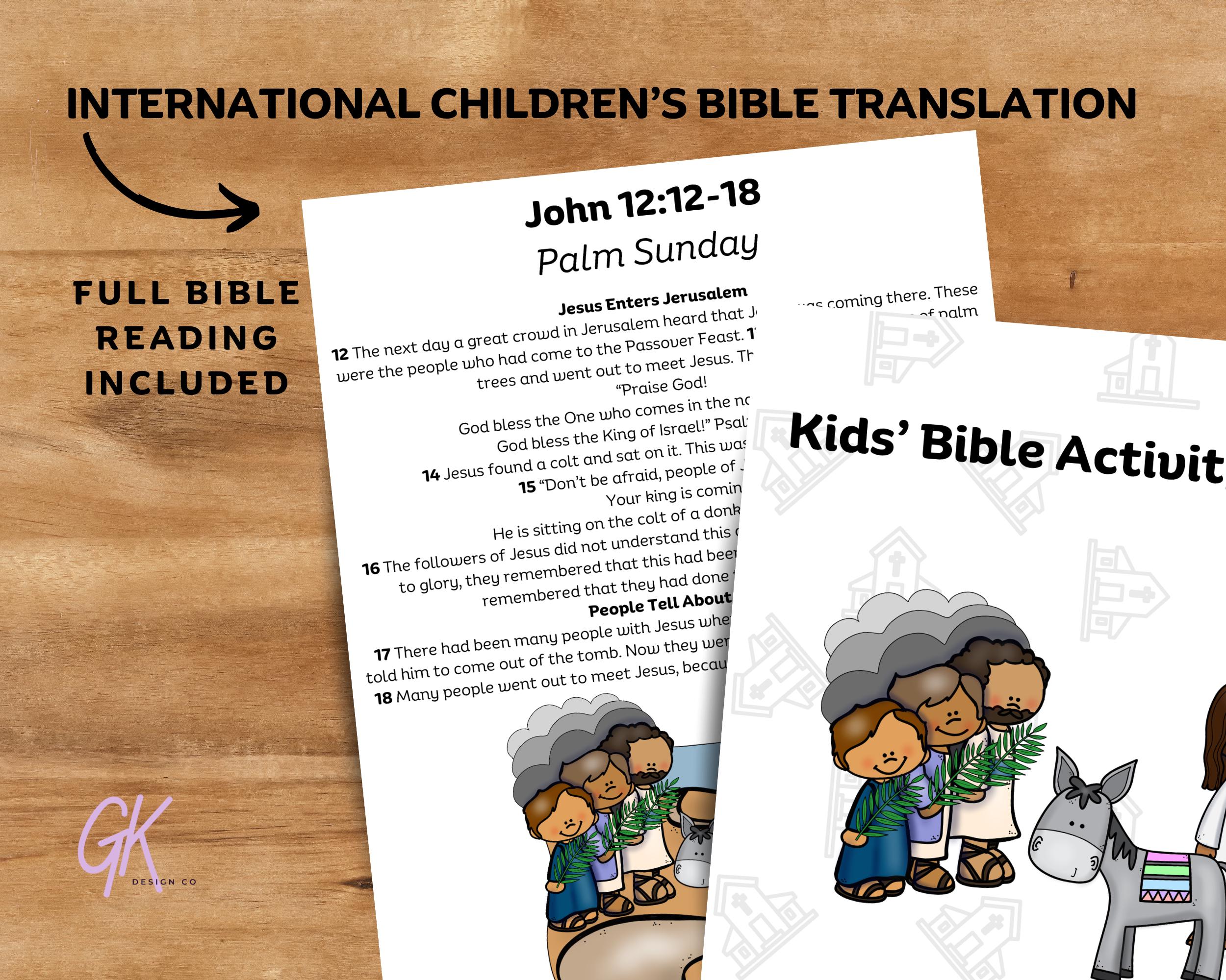 Palm Sunday Kids Bible Activity Pack, Jesus Enters Jerusalem Bible ...