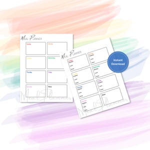 Color Coded Meal Planner: Weekly Printable with Daily Meals