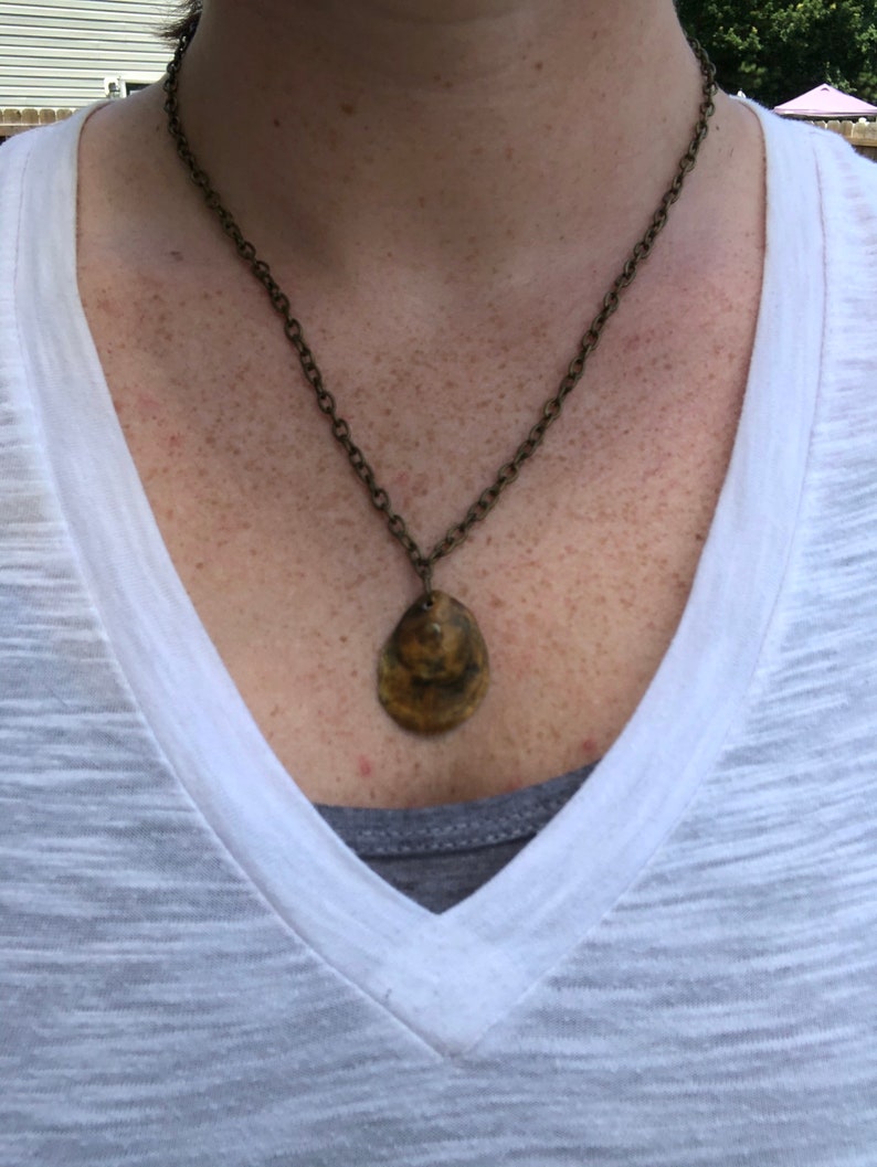 Assorted genuine shell necklace on antique bronze chain