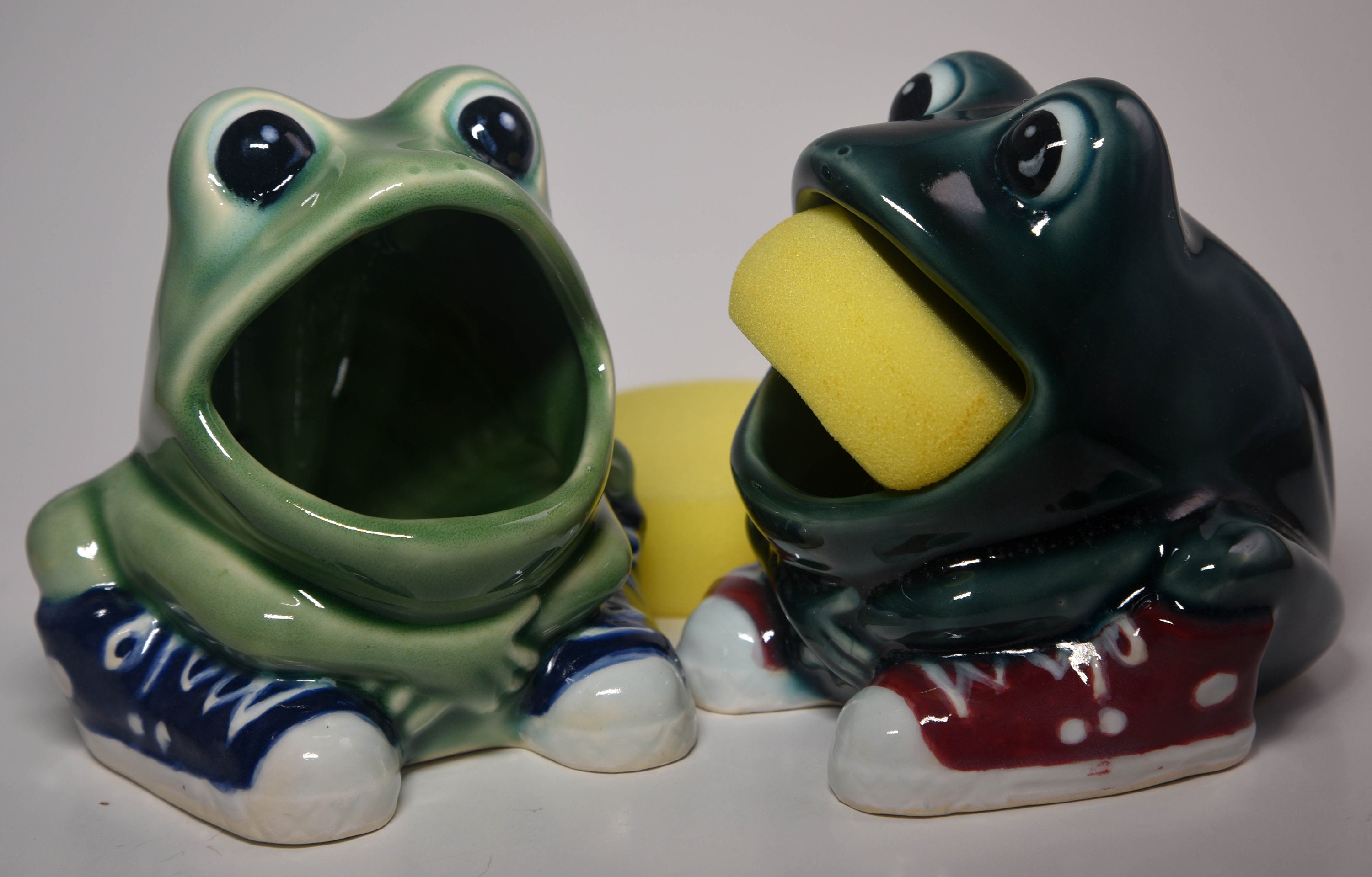 Dependable Industries Kitchen Sponge Holder Bathroom Vanity Green Frog  Shape Novelty Includes Sponge and Clear Gift Box 