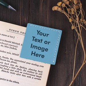 Custom Leather Bookmark, Blue Corner Bookmark, Leather Page Marker, Personalized Gift, Book Lover Small Present, Teacher Accessories