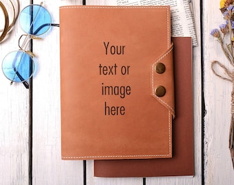Funda de cuero personalizada para cuaderno: cuaderno recargable con grabado personalizado.
