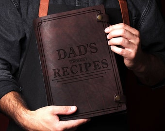 Dad's recipes book, personalized recipe journal, custom recipe book, leather recipes journal, cooking journal, personalized cookbook