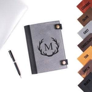 Gepersonaliseerde leren dagboek: op maat gegraveerd navulbaar notitieboekje met monogram