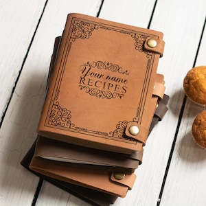 Jouw naamrecepten, gepersonaliseerd receptendagboek, aangepast receptenboek, leren receptendagboek, kookdagboek, gepersonaliseerd kookboek