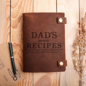 Personalized Leather Recipe Journal: Father&#39;s Day Cookbook