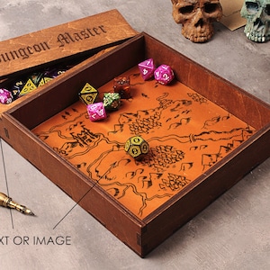 Custom wooden Dice Tray and dice holder, RPG dice rolling wooden tray, Tabletop dice tray, Dungeons and dragons dice tray, Dice storage