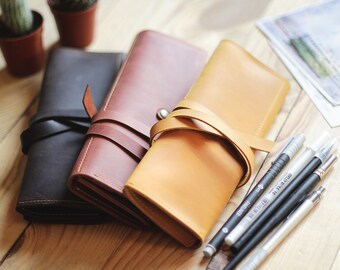 Personalized Leather Pencil Roll: Artist Tool Case