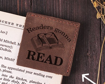 Book Lover Gift, Readers Gonna Read Bookmark, Leather Corner Bookmark, 3rd Anniversary gift, Teacher Accessories, Book Supplies, Customized