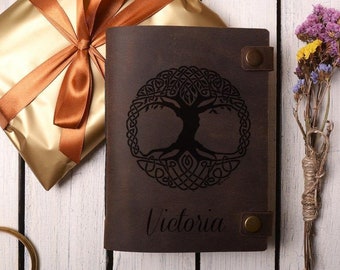 Tree of life journal | Tree of life notebook | Leather journal | A5 Notebook | 180 lined pages | Personalized sketchbook