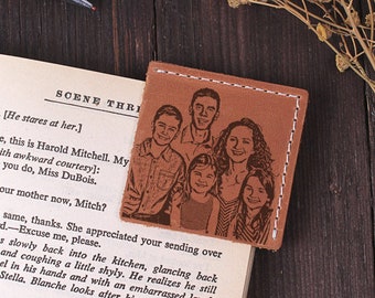 Personalized Leather Bookmark: Photo Engraved Corner Bookmark