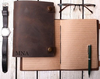 Personalized Leather Lined Journal: Handmade A5 Writing Notebook