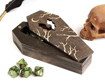Coffin dice box, custom dice case, personalized dice holder, dice bag, coffin shaped dice box, Dungeons and Dragons, DnD gift, dnd accesorie