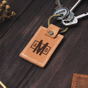 Monogram keychain, Monogram key chain, Custom leather keychain, Leather Key Fob, Custom Leather Key Ring, Monogrammed Keychain