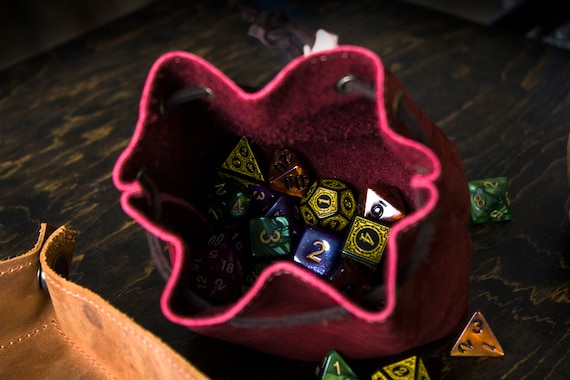 Sac à Dés Personnalisé En Cuir PU – Gravure Manuelle, Cordon De Serrage, Pour RPG Et Jeux De Rôle (Brun)
