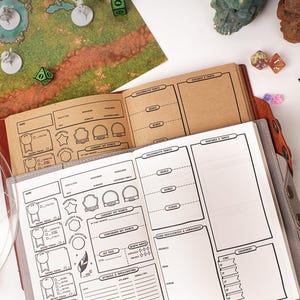 Refillable Tabletop RPG Notebook, Dungeons and Dragons 5e Book, Leather DND Character Journal