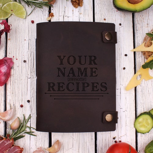 Personalized Leather Recipe Journal Custom Recipe Book Etsy