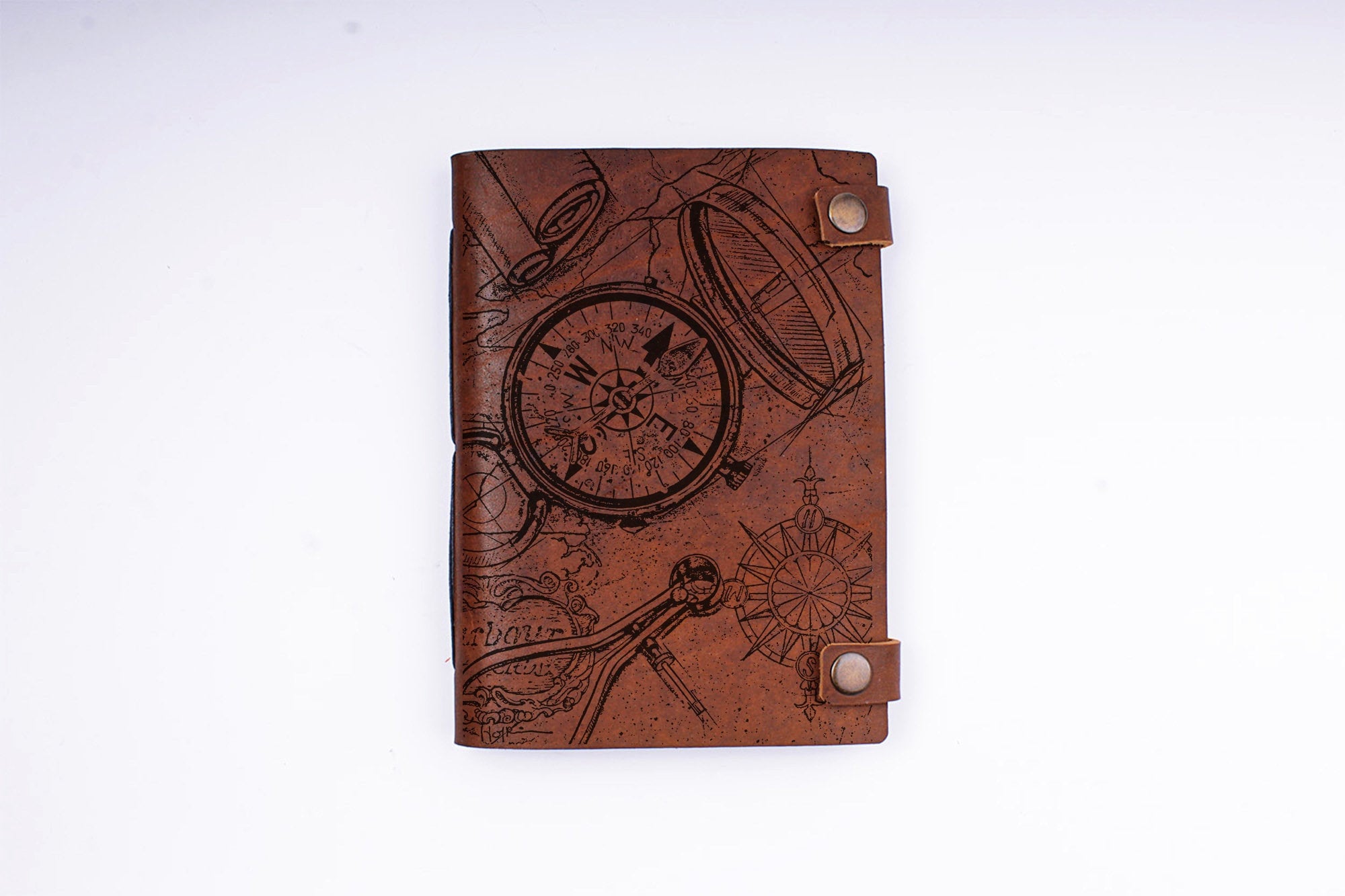 Engraved Map Leather Travel Journal