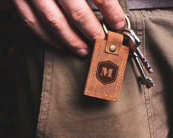 Customized Key Chain, Custom Leather Key Chain, Men leather key fob, Key Chain Monogrammed, Gift for Him, Gift for men, Free Personalization