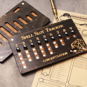 Personalized DND 5e Spell Tracker: Walnut Wood, Dungeons and Dragons