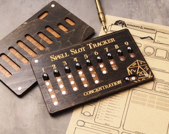 Personalized DND 5e Spell Tracker: Walnut Wood, Dungeons and Dragons