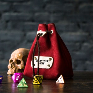Personalized dice bag, Leather dice holder, Custom name dice bag, bag for dices, Dungeons and dragons gift, Tabletop games accessories