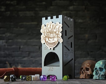 Torre de dados de madera personalizada: Lanzador de dados para juegos de rol DnD