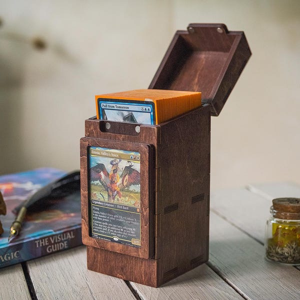 Personalized Wooden MtG Deck Box with Dice & Counter Storage