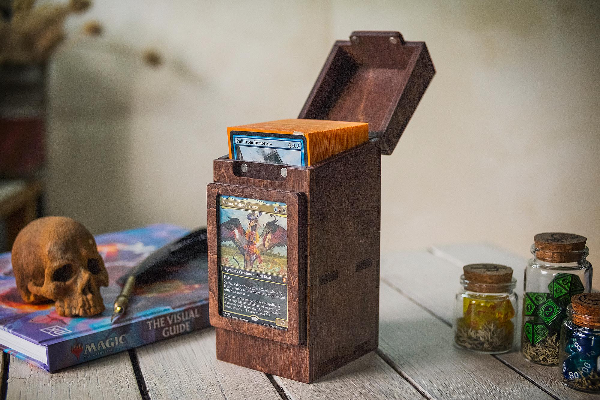 Personalized Wooden MtG Deck Box with Dice & Counter Storage