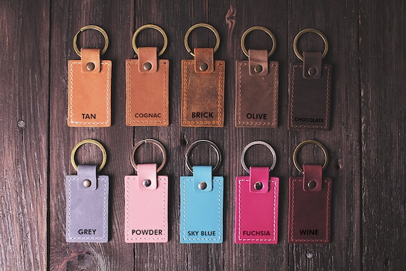Personalized Leather Keychain: Engraved Monogram Key Fob - Etsy