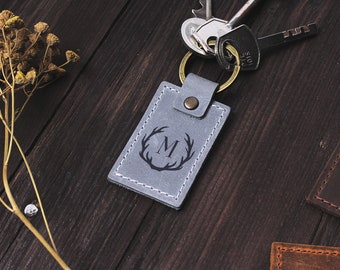 Gift for men, Custom leather keychain, Genuine vegetable tanned leather, keychain personalized, men leather key fob, Key Chain Monogrammed